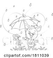Cartoon Clipart Piglet In A Spring Shower