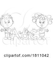 Poster, Art Print Of Cartoon Clipart Students With Alphabet Letters
