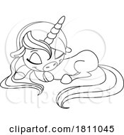 Poster, Art Print Of Lineart Sleeping Unicorn