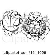 Wildcat Bobcat Cat Cougar Basketball Ball Mascot by AtStockIllustration