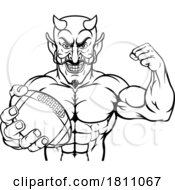 04/23/2024 - Devil American Football Sports Mascot Holding Ball