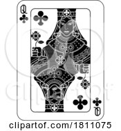 Poster, Art Print Of Playing Cards Deck Pack Queen Of Clubs Card Design