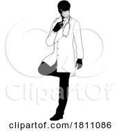 Poster, Art Print Of Doctor Man And Clipboard Medical Silhouette Person