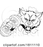 Wolf Werewolf Weight Lifting Dumbbell Gym Mascot