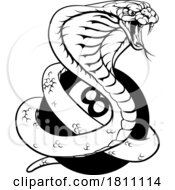 Poster, Art Print Of Cobra Snake Pool 8 Ball Billiards Mascot Cartoon