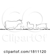 04/24/2024 - Farm Animal Silhouettes Field Scene Landscape