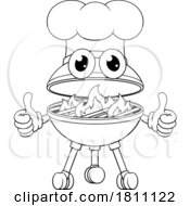 Barbecue Chef Cartoon Mascot Charcoal BBQ Person by AtStockIllustration