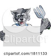 04/24/2024 - Gardener Wolf Cartoon Tool Handyman Mascot