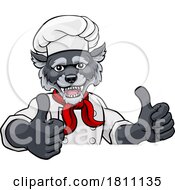 Wolf Chef Mascot Sign Cartoon Character