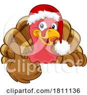 04/24/2024 - Turkey In Santa Hat Christmas Thanksgiving Cartoon