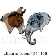 Poster, Art Print Of Republican Democrat Elephant Donkey Party Politics
