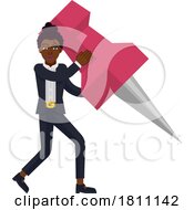 04/24/2024 - Black Business Woman And Map Pin Tack Concept