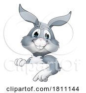 04/24/2024 - Easter Bunny Rabbit Cartoon Character Peeking Sign
