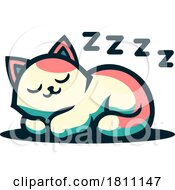 Poster, Art Print Of Cute Sleeping Cat Or Kitten Cartoon Character