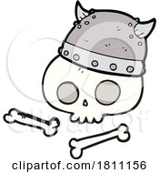 Poster, Art Print Of Cartoon Viking Helmet On Skull