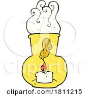 Cartoon Old Glass Lantern With Candle