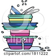 Poster, Art Print Of Cartoon Doodle Of A Stack Of Dirty Plates