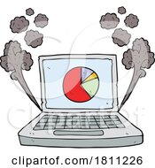 Poster, Art Print Of Cartoon Laptop Computer With Pie Chart