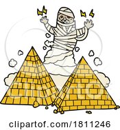 Cartoon Mummy And Pyramids