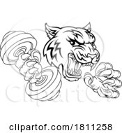 Tiger Weight Lifting Dumbbell Gym Animal Mascot by AtStockIllustration #COLLC1811258-0021