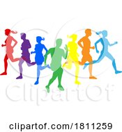 Silhouette Runners Running Sports Silhouettes Set