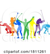 Poster, Art Print Of Golfers Golfing Silhouette Golf People Silhouettes