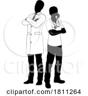 Male and Female Doctors Man and Woman Silhouette by AtStockIllustration #COLLC1811264-0021