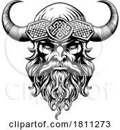 Viking Warrior Man Strong Mascot Face in Helmet by AtStockIllustration #COLLC1811273-0021