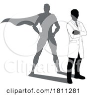 Superhero Scientist Super Hero Shadow Silhouette by AtStockIllustration #COLLC1811281-0021