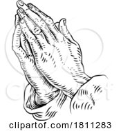 Poster, Art Print Of Praying Hands Prayer Christian Vintage Woodcut