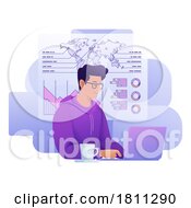 Man Data Analysis Laptop Business Illustration
