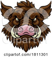 Boar Wild Hog Razorback Warthog Mascot Pig Cartoon by AtStockIllustration #COLLC1811301-0021