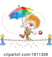 Poster, Art Print Of Licensed Clipart Cartoon Clown Walking A Tight Rope
