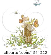 Poster, Art Print Of Licensed Clipart Cartoon Honey Agaric Mushrooms On A Stump
