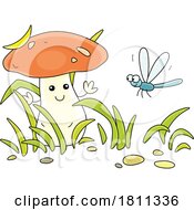 Poster, Art Print Of Licensed Clipart Cartoon Mushroom And Dragonfly