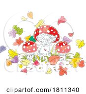 Licensed Clipart Cartoon Fly Agaric Mushroom Characters With Leaves