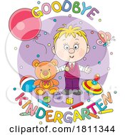 Poster, Art Print Of Licensed Clipart Cartoon Boy With Goodbye Kindergarten Text