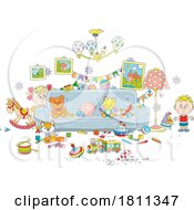 Licensed Clipart Cartoon Kids in a Messy Living Room by Alex Bannykh #COLLC1811347-0056