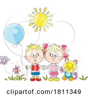Poster, Art Print Of Licensed Clipart Cartoon Kids With A Balloon