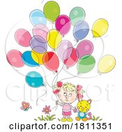 Poster, Art Print Of Licensed Clipart Cartoon Girl With Balloons