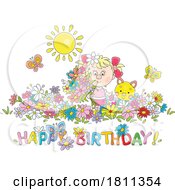 Poster, Art Print Of Licensed Clipart Cartoon Girl With Happy Birthday Text