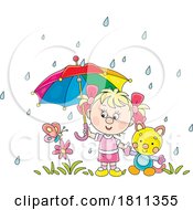 Poster, Art Print Of Licensed Clipart Cartoon Girl In The Rain