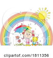 Licensed Clipart Cartoon Girl in the Rain by Alex Bannykh #COLLC1811356-0056