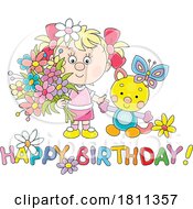 04/30/2024 - Licensed Clipart Cartoon Girl With Happy Birthday Text