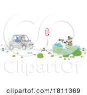 Poster, Art Print Of Licensed Clipart Cartoon Officer Catching A Driver Speeding