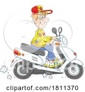 Poster, Art Print Of Licensed Clipart Cartoon Man Riding A Moped