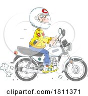 Poster, Art Print Of Licensed Clipart Cartoon Man Riding A Motor Bike