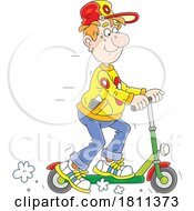 Licensed Clipart Cartoon Man Riding A Scooter