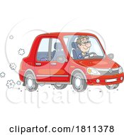 Poster, Art Print Of Licensed Clipart Cartoon Happy Man Driving A Car