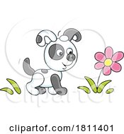 Poster, Art Print Of Licensed Clipart Cartoon Puppy Dog And Flower